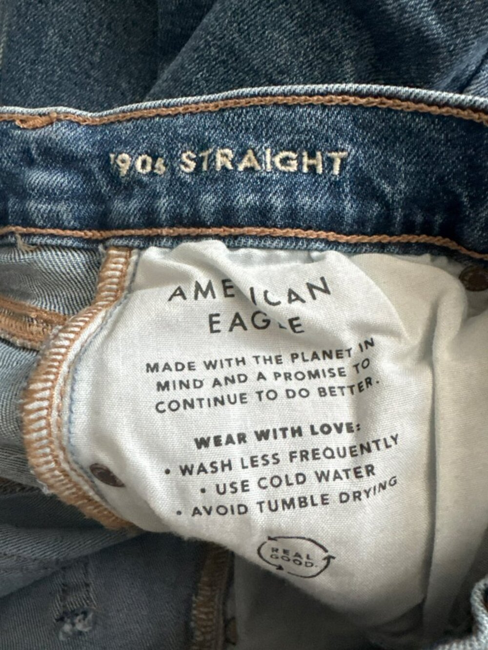 American Eagle 90s Straight Jeans 0 Short Womens Medium Wash Sustainable Retro - Picture 2 of 5